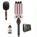 ENZO 3-Barrel Waver/Curler + Coconut Oil Serum, Bag & Brush