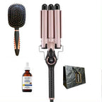 ENZO 3-Barrel Waver/Curler + Coconut Oil Serum, Bag & Brush